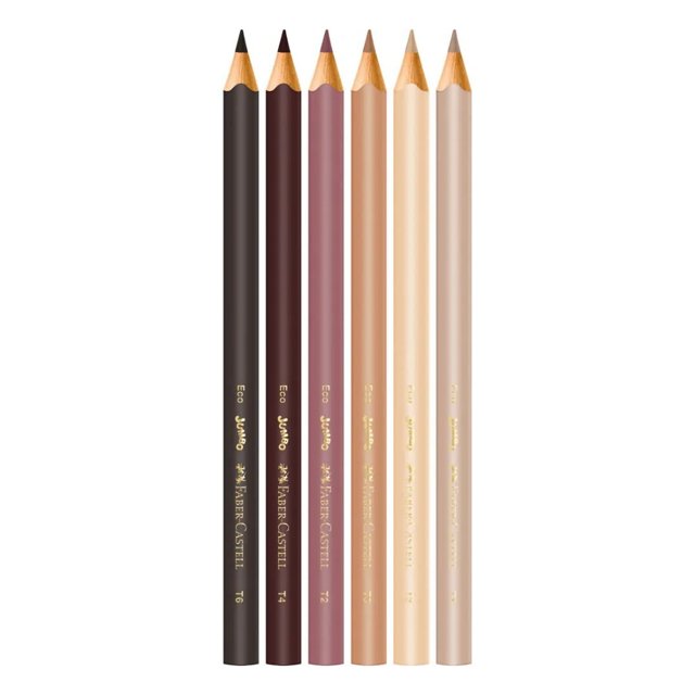 Lápis de Cor FABER-CASTELL Caras&Cores Jumbo Tons de Pele c/ 6 cores