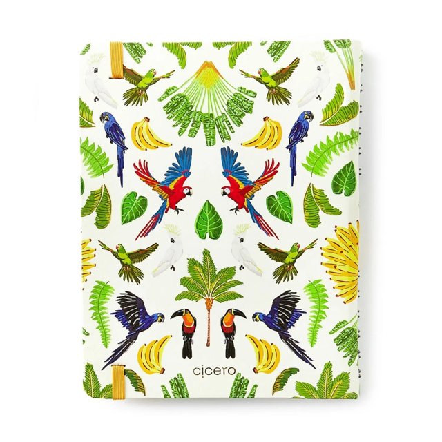 Caderno Reposicionável CICERO Duo A5 - Pássaros/Floresta Tropical Branco