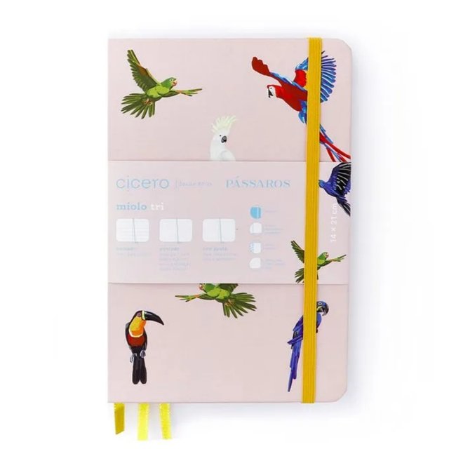 Caderneta CICERO 14 x 21cm  - Tri - Pássaros/Espécies Rosa
