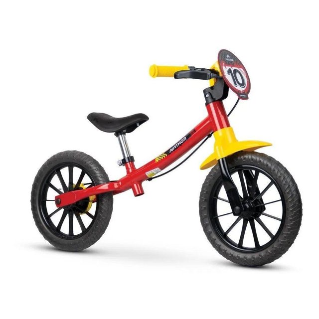 Bicicleta Aro 12 Nathor Balance Fast - Vermelha/Amarela