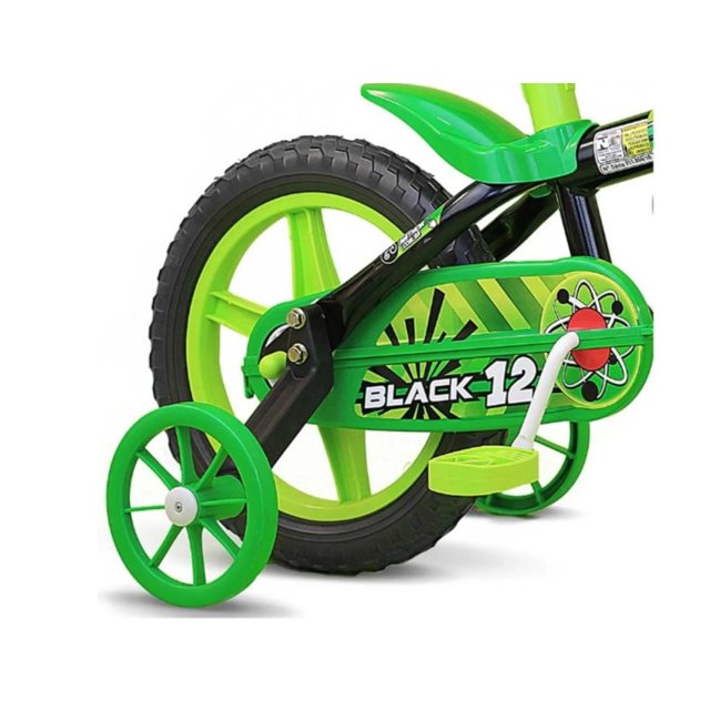 Bicicleta Aro 12 Black 12 Preto/Verde