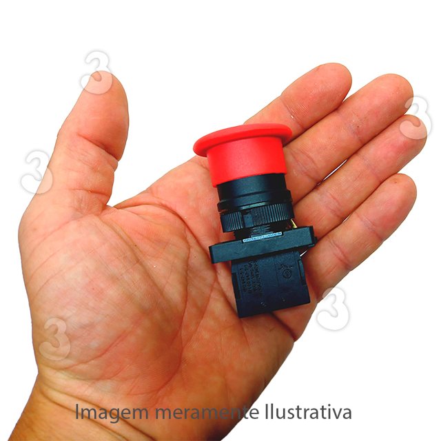 Botão Cogumelo de Emergência Sem Trava de Pulso Vermelho 1nf 22mm