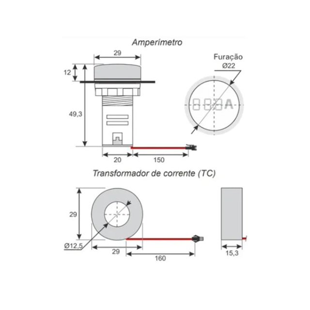 Ac 22kw 110 220v Voltmetro digitale Amperometro 100a Corrente