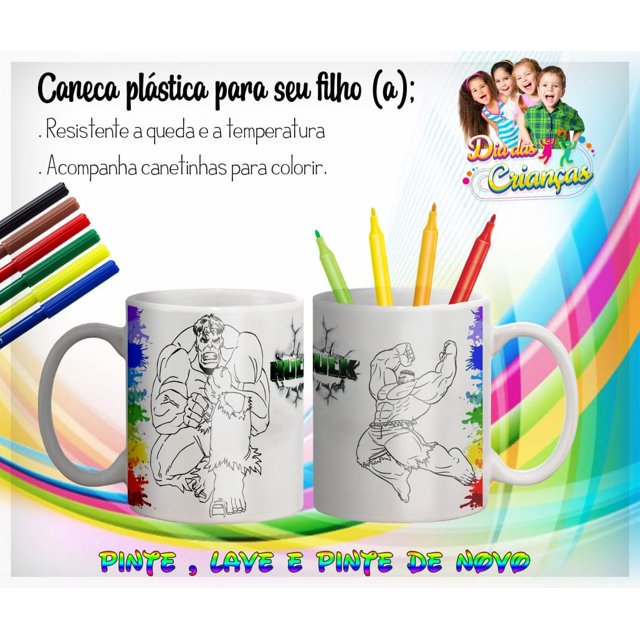 Kit Caneca Para Pintar Homem Aranha + Canetinhas Laváveis