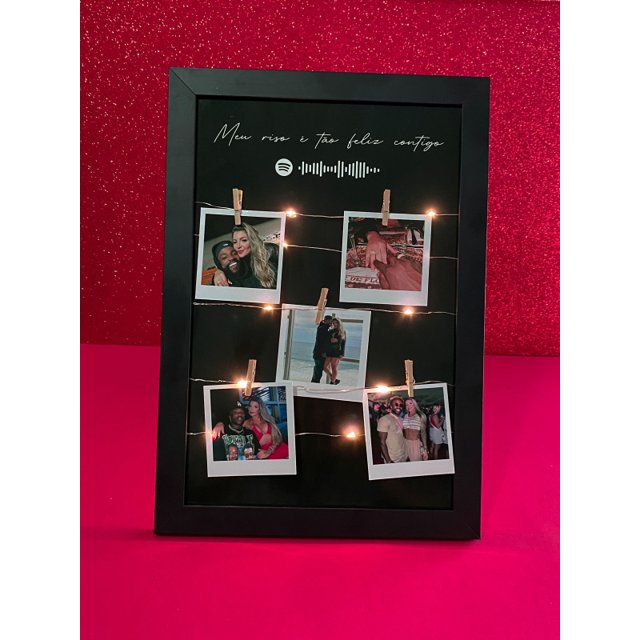 Quadro Porta Retrato Led Casal Momentos Nosso Amor