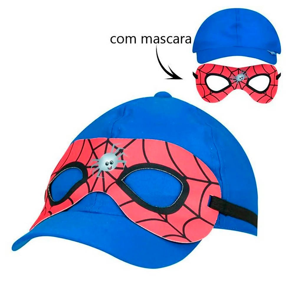 Boné Primeiros Passos Aranha Com Mascara Azul - Everly | Fran Kids Store  Erechim