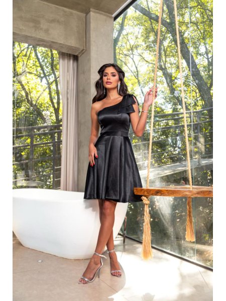 Vestido Curto Para Baile De Formatura Vestido Curto Cetim Um Ombro