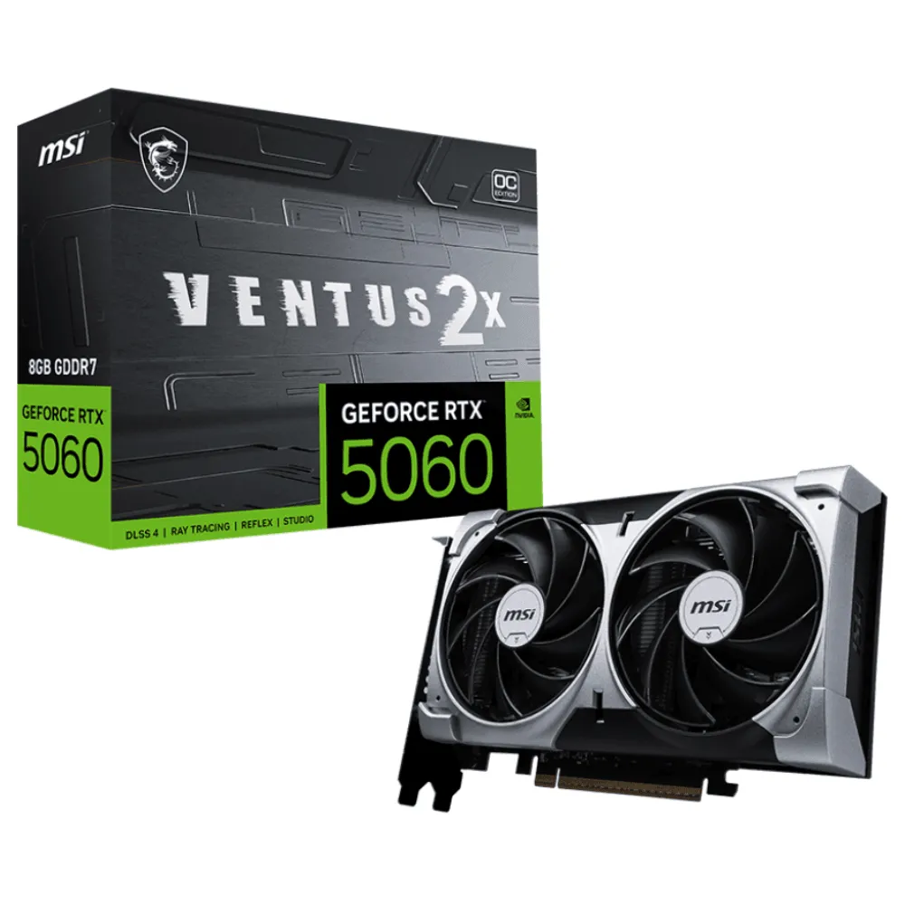 Placa de Vídeo MSI GeForce RTX 5060 Ventus 2X OC, 8GB, GGD7, DLSS, Ray Tracing, 912-V537-017