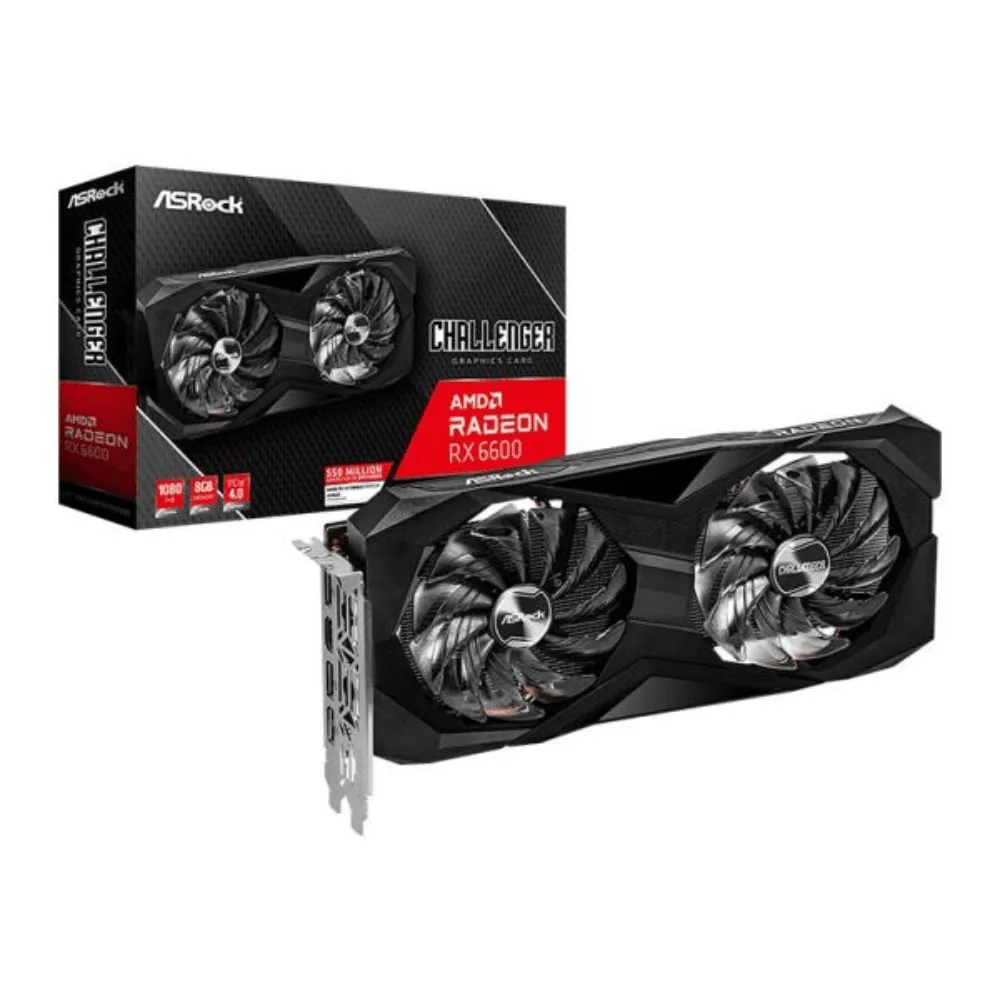 Placa de Vídeo ASRock Radeon RX 6600 Challenger D, 8GB, GDDR6, FSR, Ray Tracing, 90-GA2RZZ-00UANF