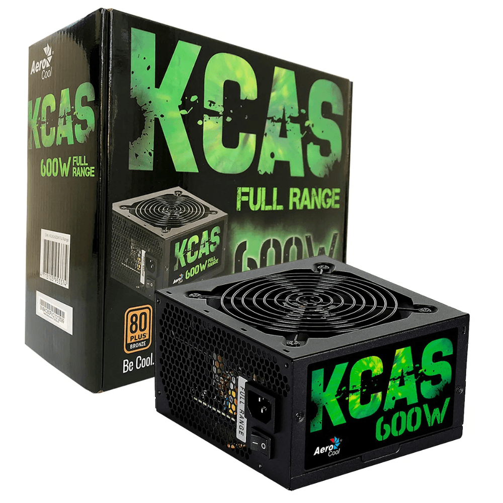 Fonte AeroCool KCAS, 600W, 80 Plus Bronze, PFC Ativo, Sem Cabo, 64802