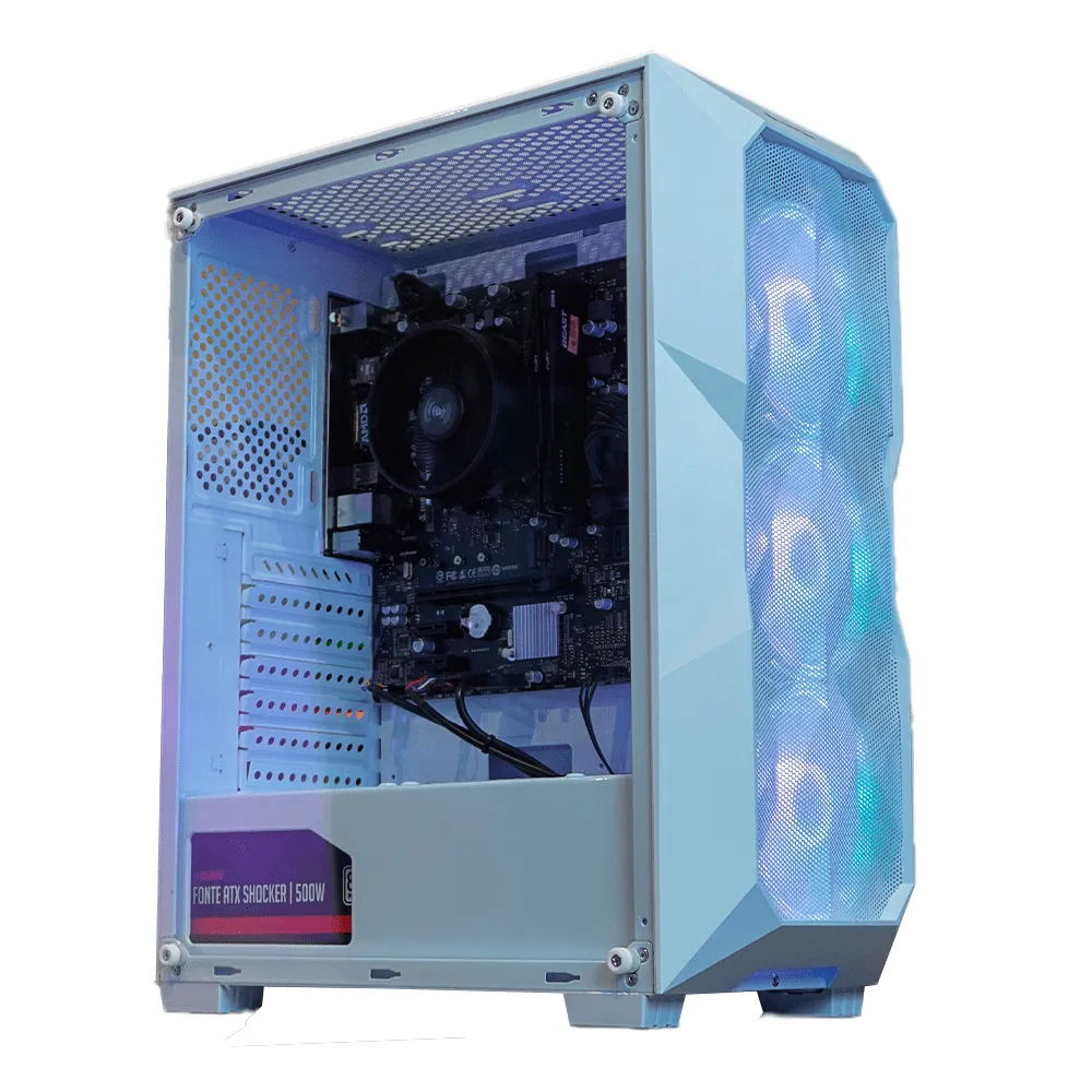 PC Gamer Ryzen 5 5500, RX 6600, 16GB DDR4, SSD 480GB, 600W 80 Plus, PCRX005-E