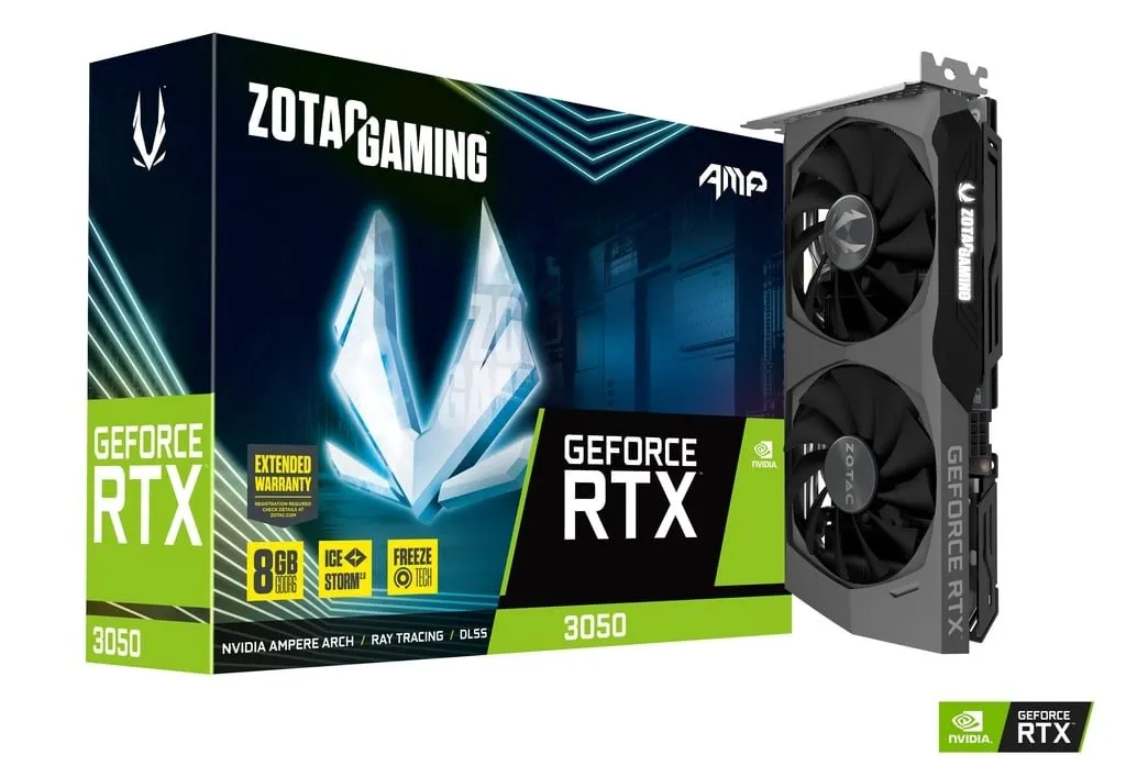 Placa de Vídeo ZOTAC Gaming GeForce RTX 3050 AMP 8GB GDDR6 128-Bit - ZT-A30500F-10M
