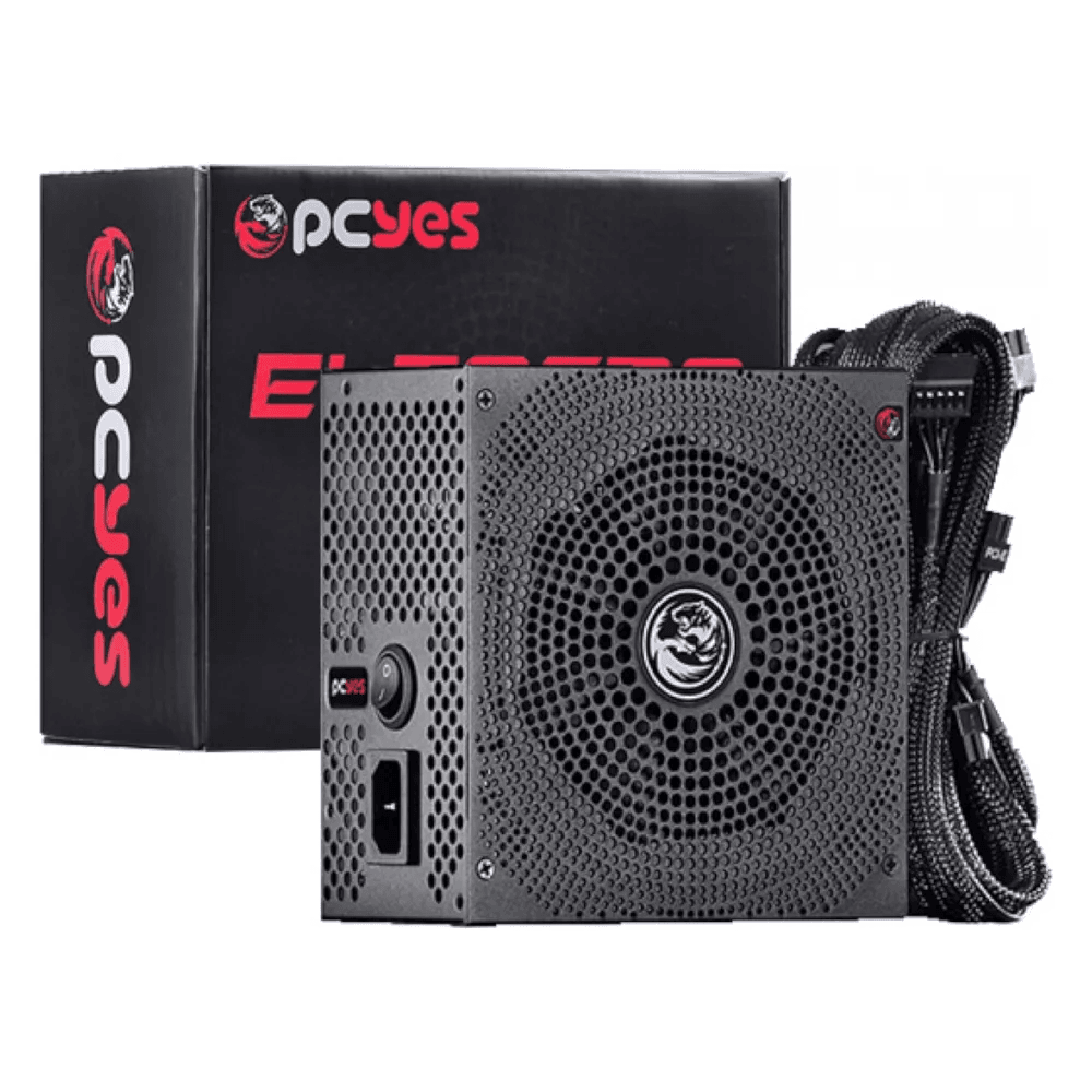 Fonte PCYES Shocker 600W, Full Modular, 80 Plus White, PFC Ativo, FM600WBV