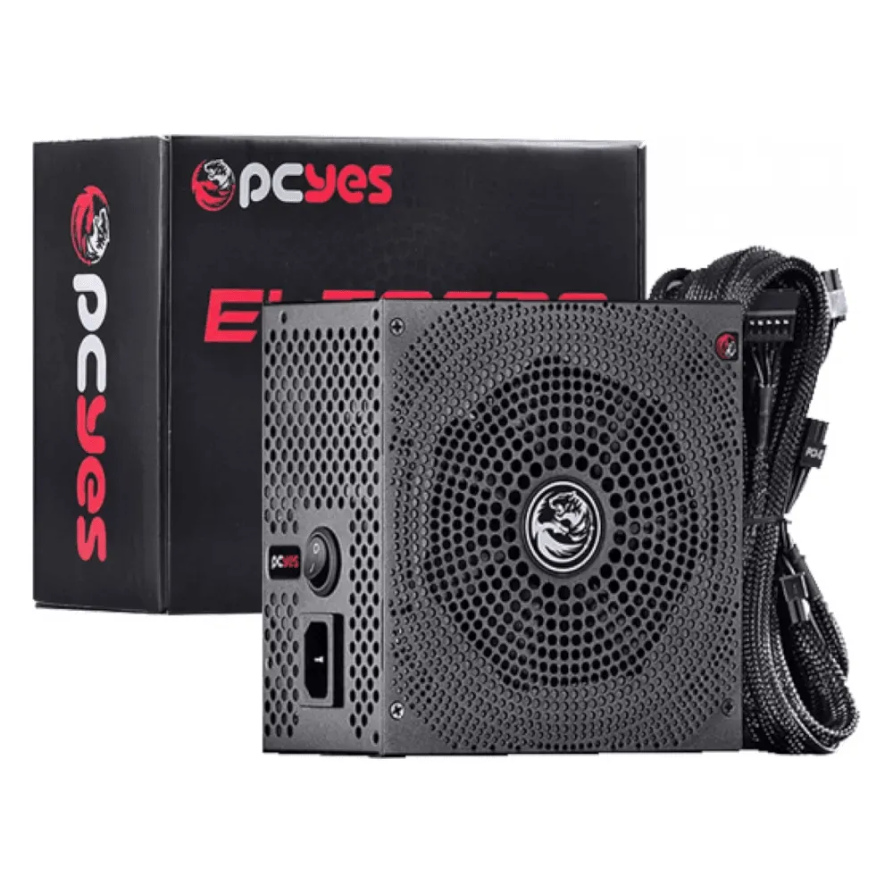Fonte PCYES Shocker 600W, Full Modular, 80 Plus White, PFC Ativo, FM600WBV
