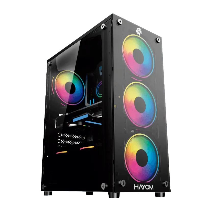 Gabinete Gamer HAYOM, RGB, Mid Tower, Preto, Sem Fonte, Com 4 Fans - GB1749