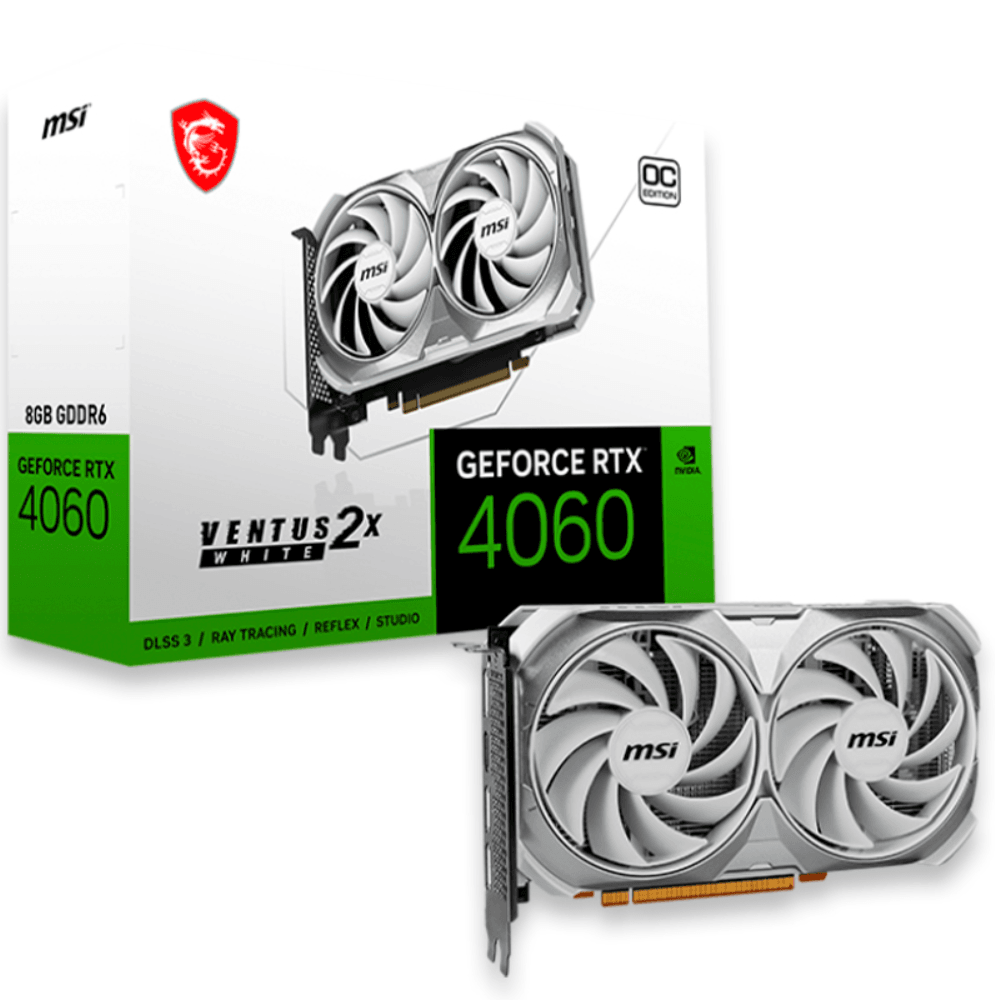Placa de Vídeo MSI GeForce RTX 4060 Ventus 2X White 8G OC, 8GB, GDDR6, DLSS, Ray Tracing, 912-V516-030