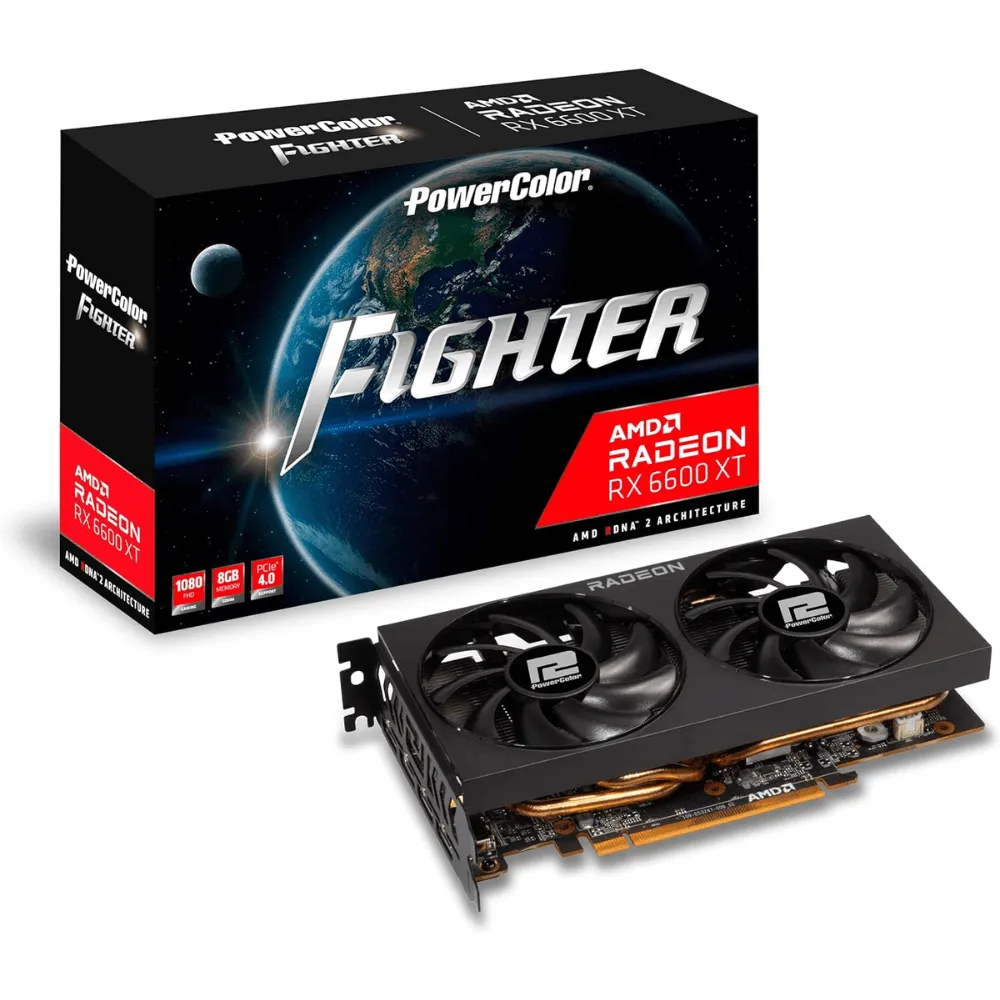 Placa de Vídeo PowerColor Fighter Radeon RX 6600, 8GB, GDDR6, FSR, Ray Tracing, AXRX 6600 8GBD6-3DH