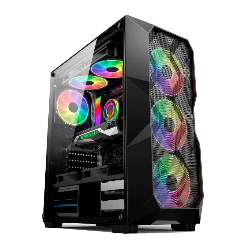 Gabinete Gamer HAYOM, RGB, Mid Tower, Preto, Sem Fonte, Com 3 Fans - GB1710