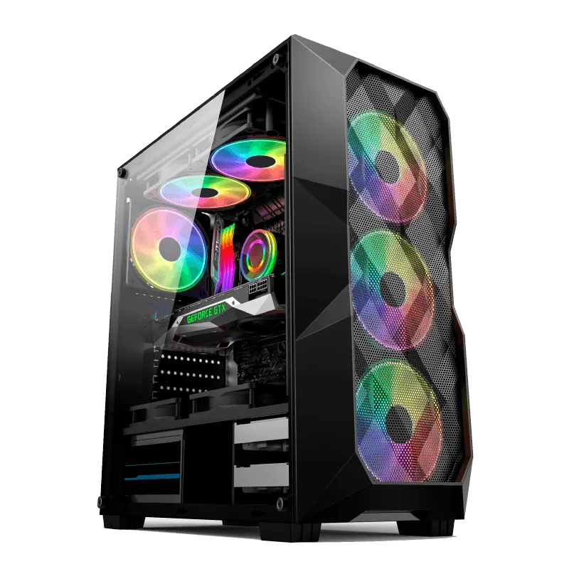 Gabinete Gamer HAYOM, RGB, Mid Tower, Preto, Sem Fonte, Com 3 Fans - GB1710