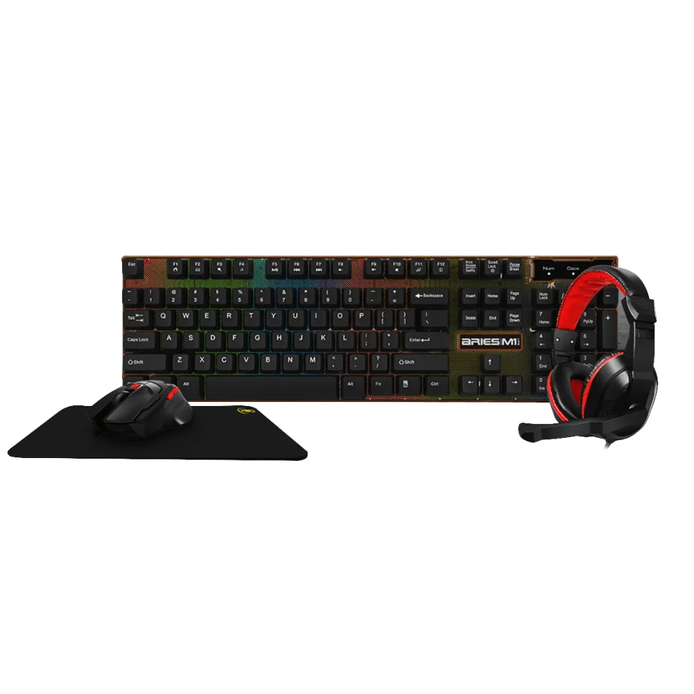 Kit Gamer KWG Aries M1 Lite, Mouse, Teclado, Headset, Mousepad