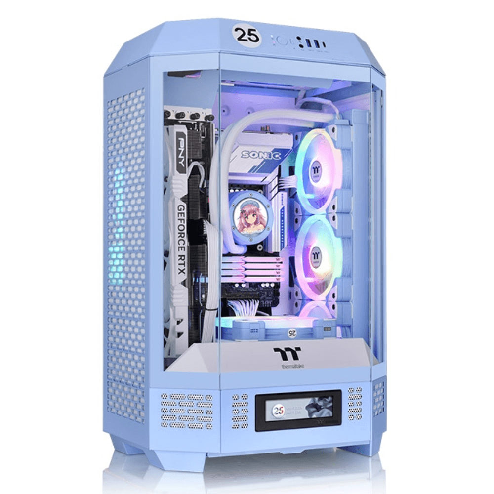 Gabinete Gamer Thermaltake The Tower 300 Hydrangea Blue, Micro Tower, Azul, Sem Fonte, Com Fans, CA-1Y4-00SFWN-00