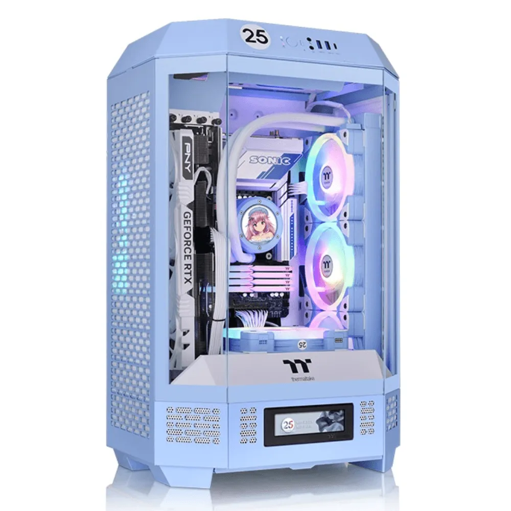 Gabinete Gamer Thermaltake The Tower 300 Hydrangea Blue, Micro Tower, Azul, Sem Fonte, Com Fans, CA-1Y4-00SFWN-00