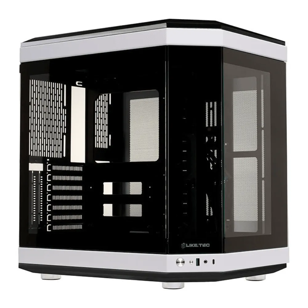 Gabinete Gamer Liketec Unreal, Mid Tower, Preto e Branco, Sem Fonte, Sem Fans, LC-CB3X2-UNREAL-2073