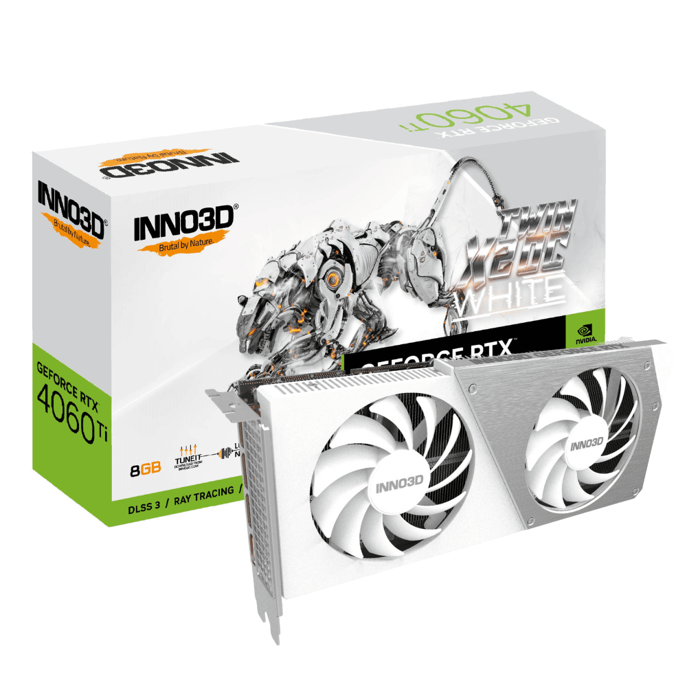 Placa de Vídeo INNO3D GeForce RTX 4060 Ti TWIN X2 OC WHITE, 8GB, GDDR6, DLSS, Ray Tracing, N406T2-08D6X-171153W