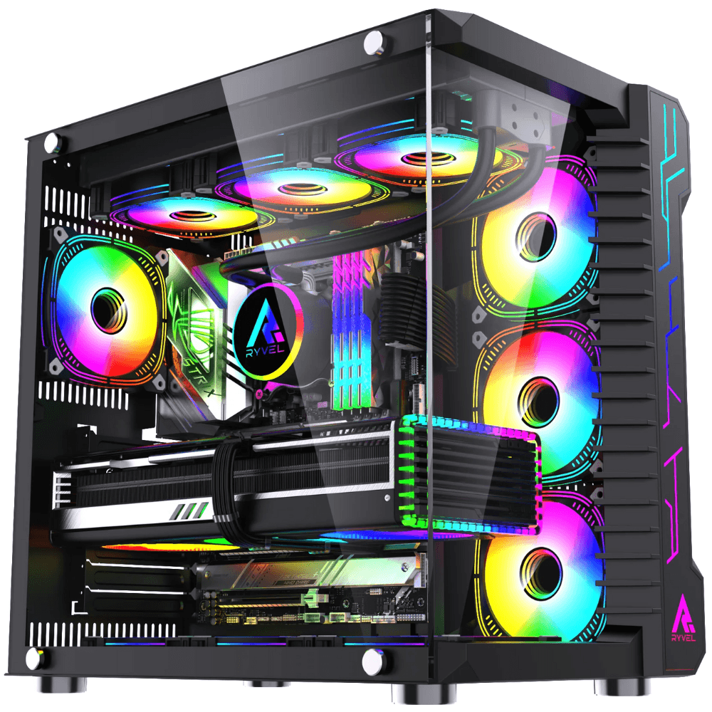 Gabinete Gamer Ryvel Cube Black, Mid Tower, Preto, Sem Fonte, Sem Fans, RY-GB-CB-BL