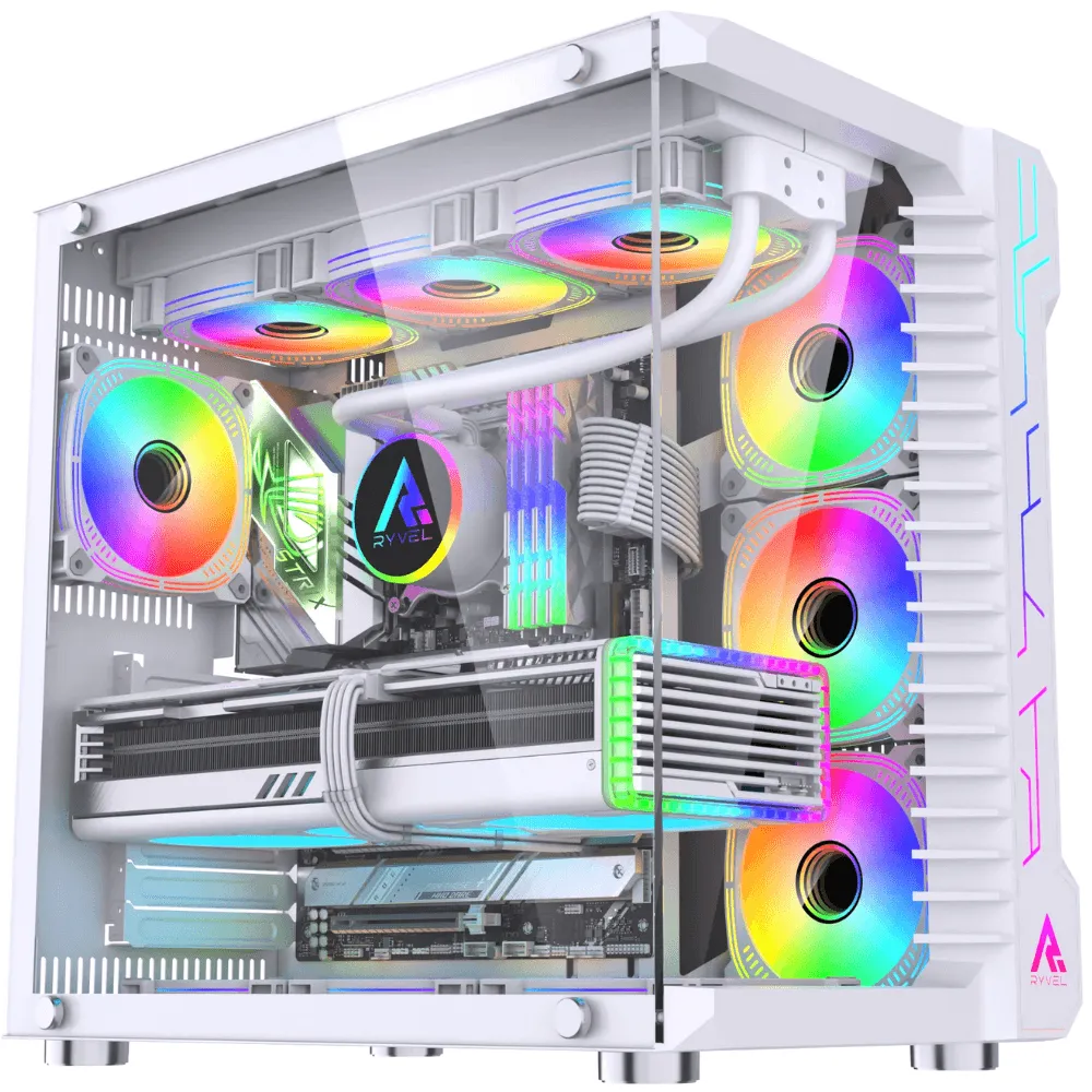Gabinete Gamer Ryvel Cube White, Mid Tower, Branco, Sem Fonte, Sem Fans, RY-GB-CB-WT