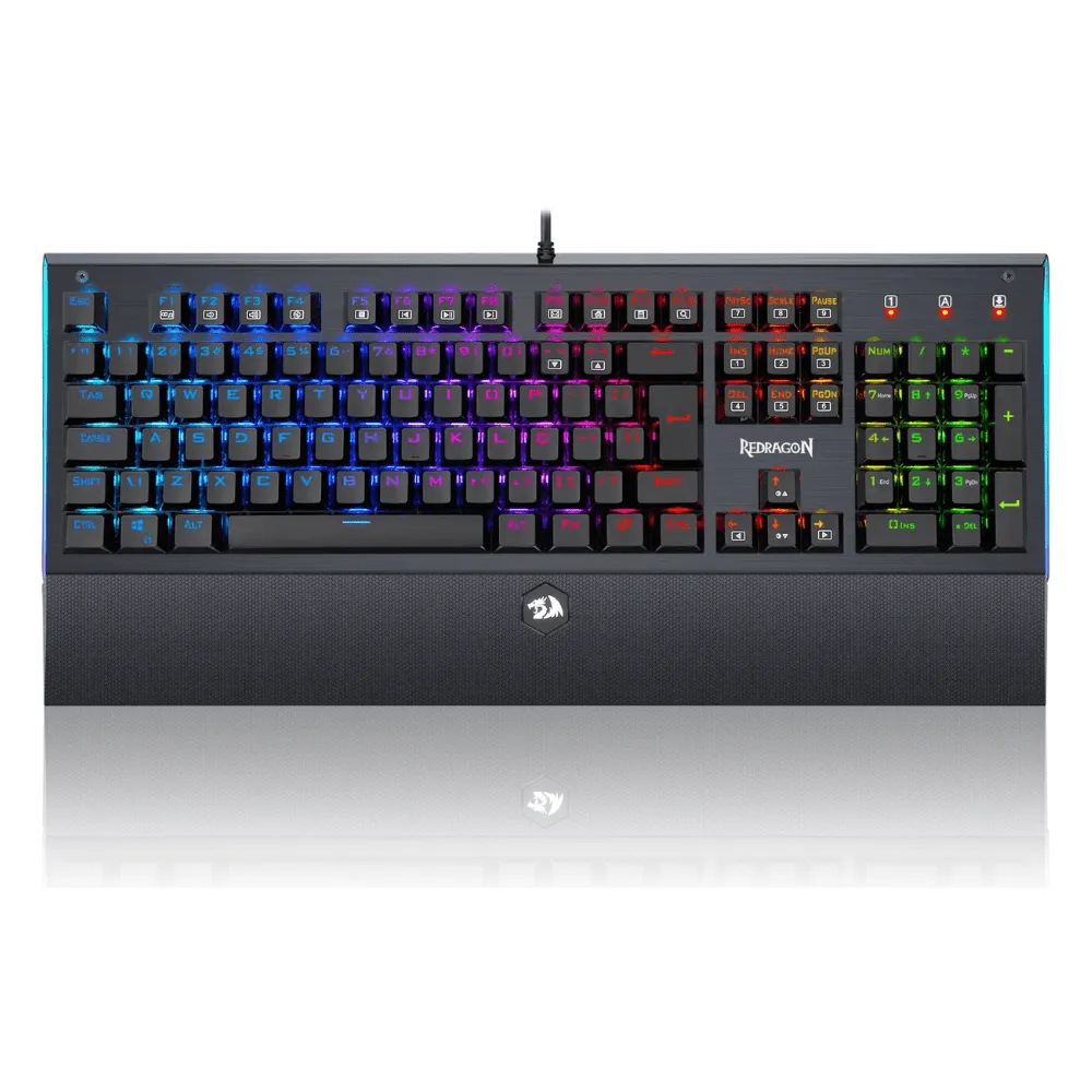 Teclado Gamer Redragon Aryaman RGB, Mecânico, ABNT2, Switch Brown, Preto, K569RGB