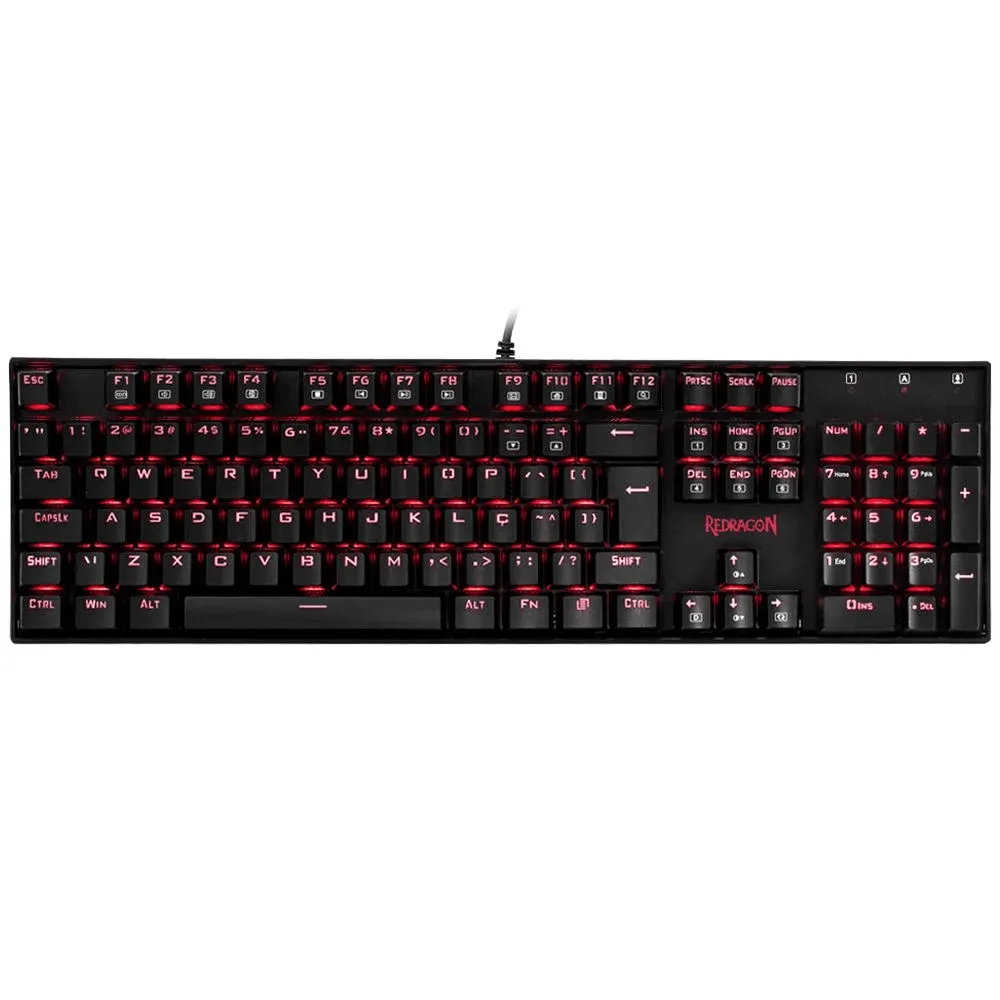 Teclado Gamer Redragon Mecânico Mitra K551, Switch Outemu Red, ABNT2, Black, K551-1