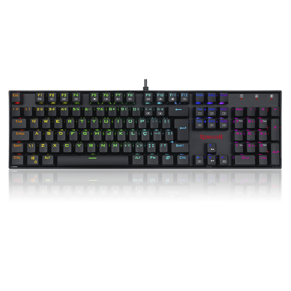 Teclado Gamer Redragon Mecânico Mitra K551, RGB, Switch Outemu Brown, ABNT2, Black, K551-1