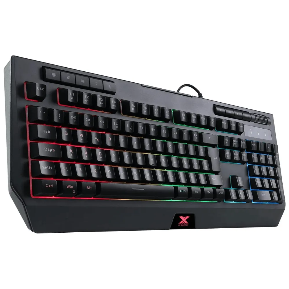 Teclado Gamer VX Gaming Protector ABNT2, Multimidia, LED 7 Cores, USB, Com Suporte de Smartphone – GT800