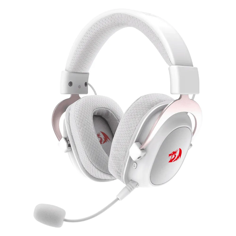 Headset Gamer Redragon Zeus Pro, Sem Fio, Bluetooth, Microfone Destacável, Surround 7.1, Driver 53mm, Branco, H510W-PRO