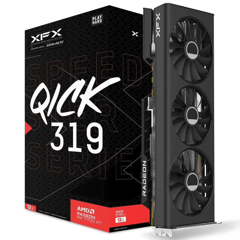 Placa de Vídeo XFX Speedster QICK 319 Radeon RX 7700 XT, 12GB, GDDR6, FSR, Ray Tracing, RX-77TQICKB9