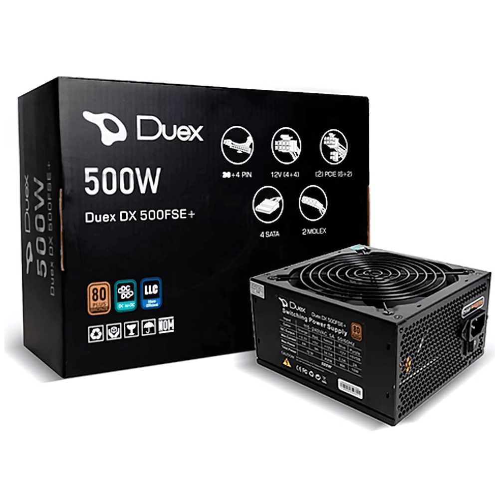 Fonte Duex DX 500FSE+, 500W, 80 Plus Bronze, PFC Ativo, Com Cabo, DX500FSE2046115