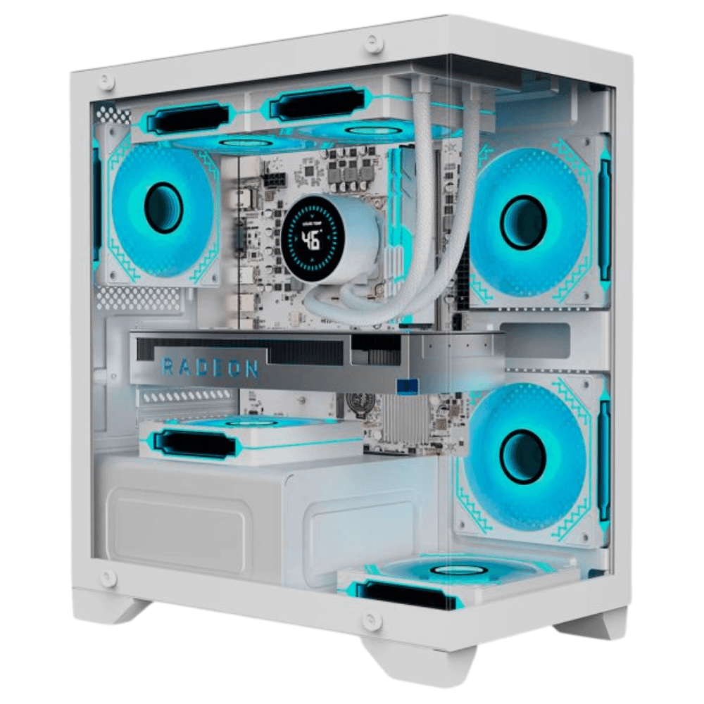Gabinete Gamer K-MEX Poseidon II, Mid Tower, Branco, Sem Fonte, Sem Fans, CG-W1F9