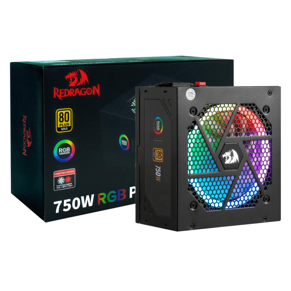 Fonte Redragon RGPS RGB, 750W, Full Modular, 80 Plus Gold, PFC Ativo, GC-PS006-1