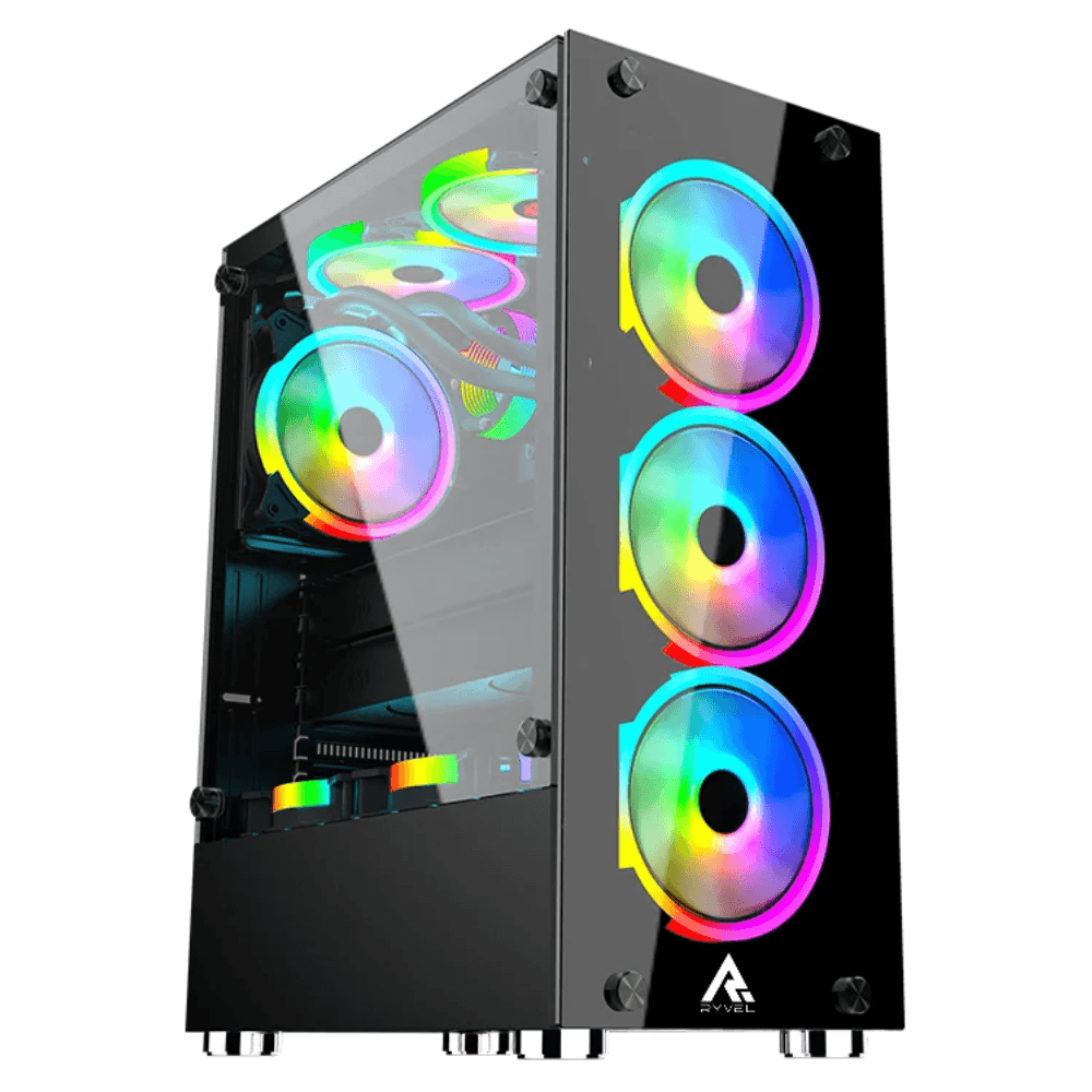 Gabinete Gamer Ryvel Vision, Mid Tower, Preto, Sem Fonte, Sem Fans, RY-GB-VS-BL