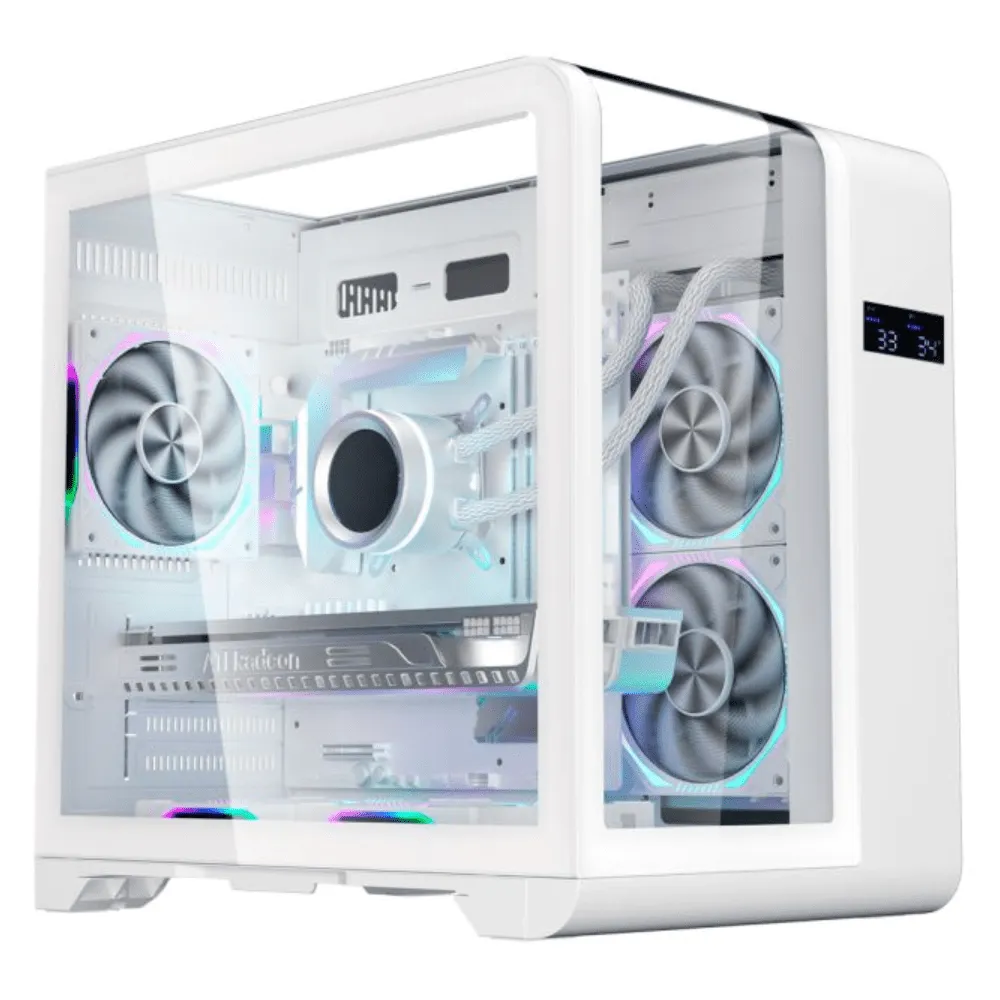 Gabinete Gamer K-MEX CYBERPUNK, Mid Tower, Branco, Sem Fonte, Sem Fans, CG-W8KI