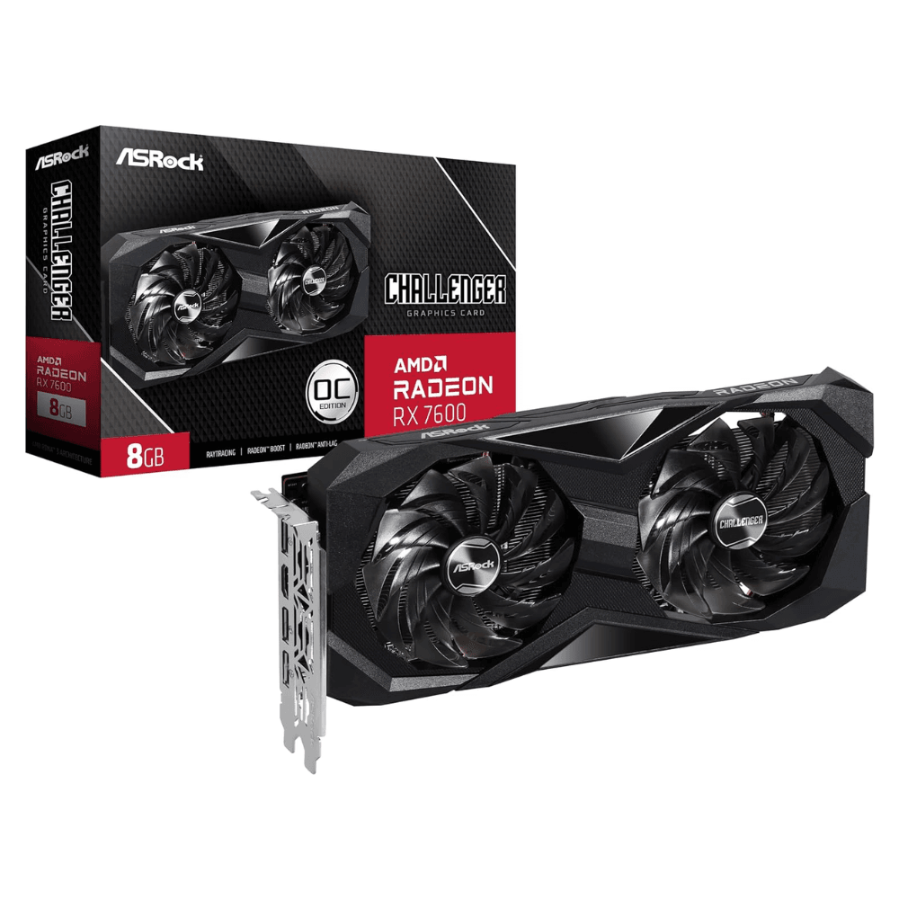 Placa de Vídeo ASRock Radeon RX 7600 Challenger OC, 8GB, GDDR6, FSR, Ray Tracing, 90-GA41ZZ-00UANF
