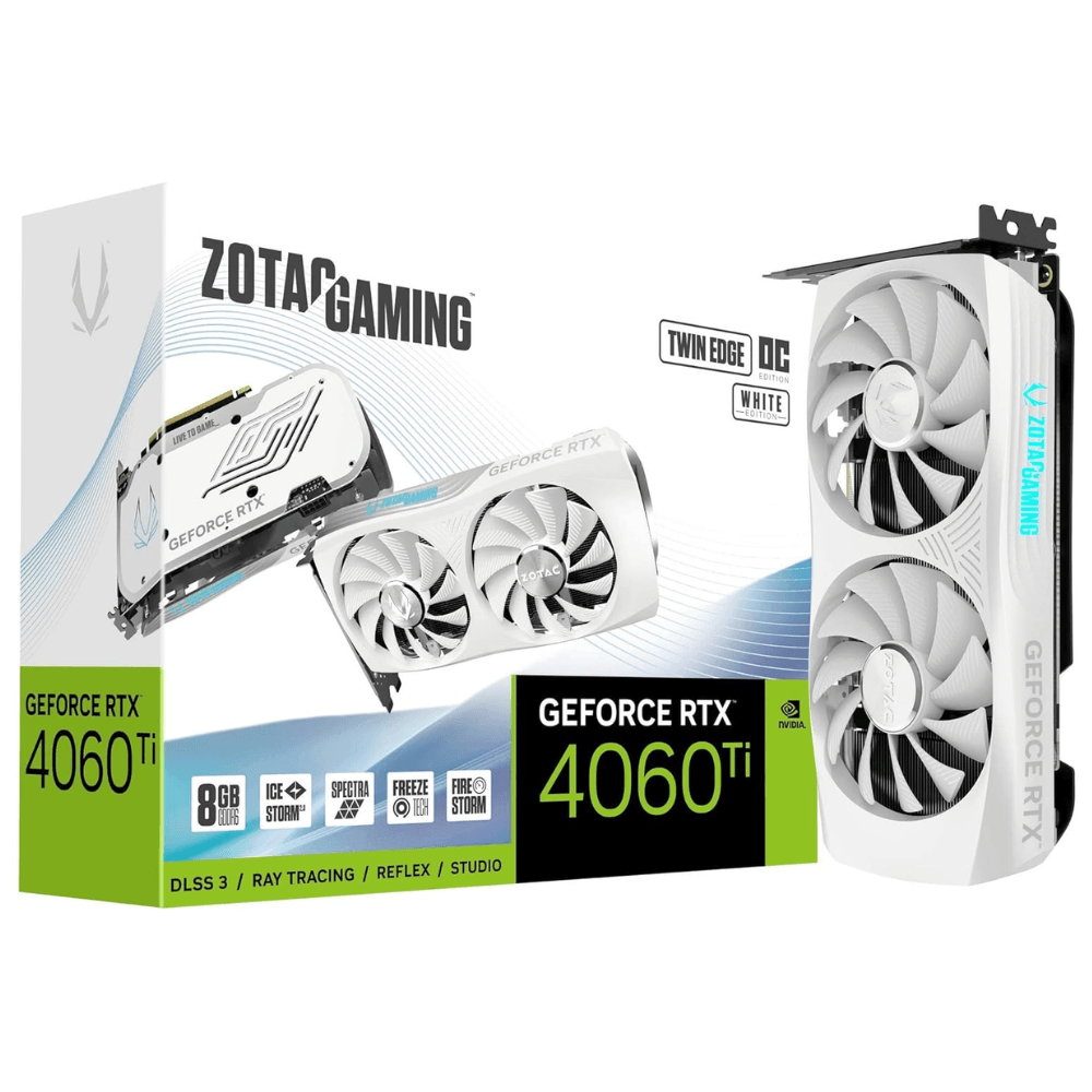 Placa de Vídeo Zotac Gaming GeForce RTX 4060 Ti Twin Edge OC White Edition, 8GB, GDDR6, DLSS, Ray Tracing, ZT-D40610Q-10