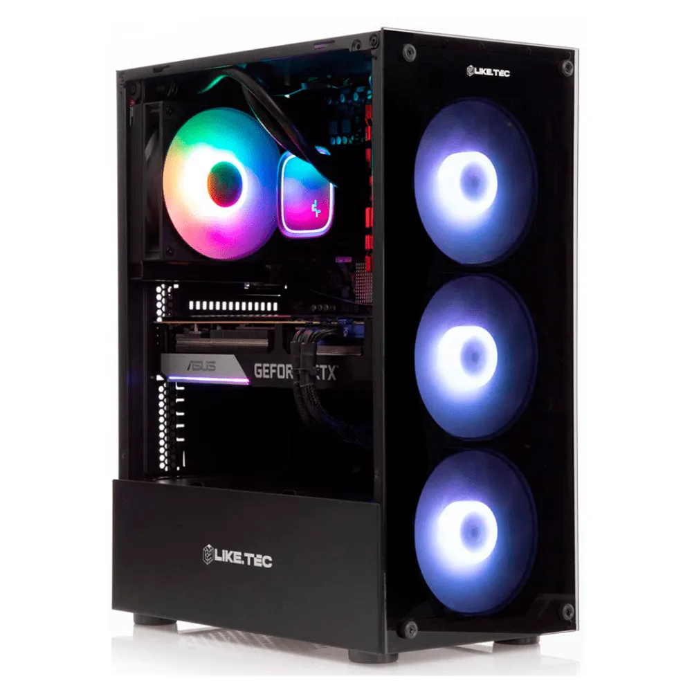 Gabinete Gamer Liketec Matrix V2 Rainbow, Mid Tower, Preto, Sem Fonte, Com Fans, LC-AT-MATRIX-2090