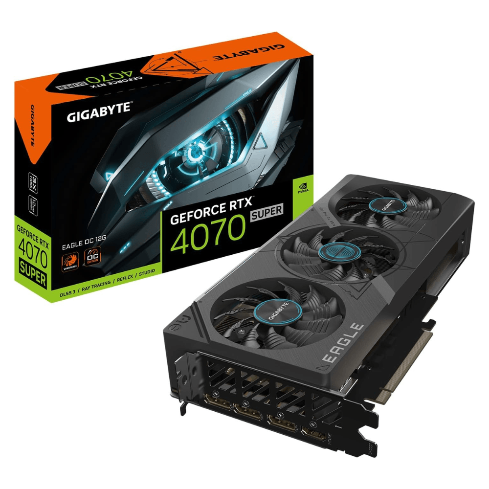 Placa de Vídeo GIGABYTE GeForce RTX 4070 SUPER EAGLE OC, 12GB, GDDR6X, DLSS, Ray Tracing, GV-N407SEAG OC-12GD