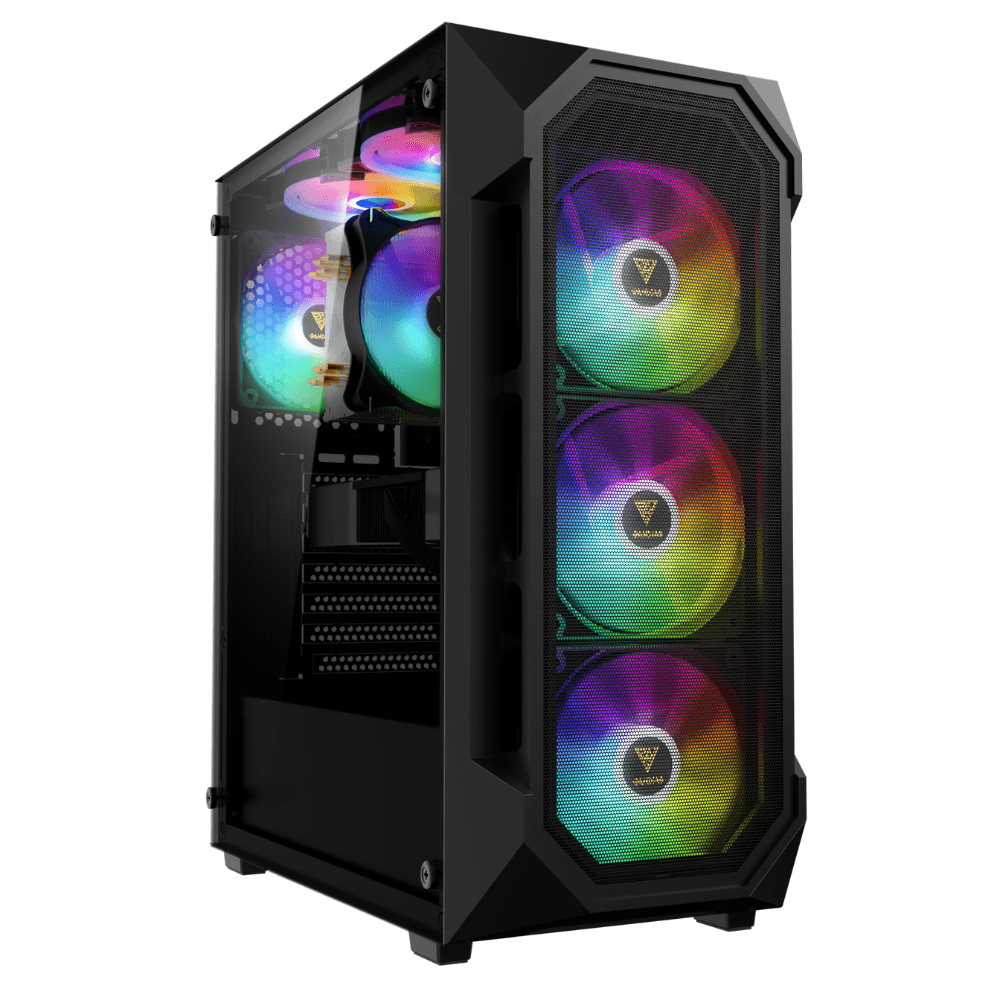 Gabinete Gamer Gamdias Aura GC1 Elite, Mid Tower, Preto, Com Fans, AURA GC1 ELITE ARGB