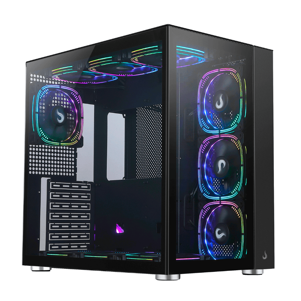 Gabinete Gamer Rise Mode Galaxy Glass Standard Black, Mid Tower, Sem Fonte, Com Fans, RM-GA-GGSB-ARGB