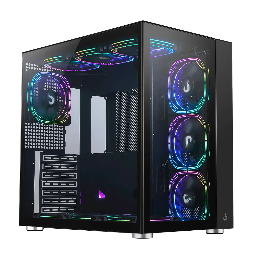 Gabinete Gamer Rise Mode Galaxy Glass Standard Black, Mid Tower, Sem Fonte, Com Fans, RM-GA-GGSB-ARGB