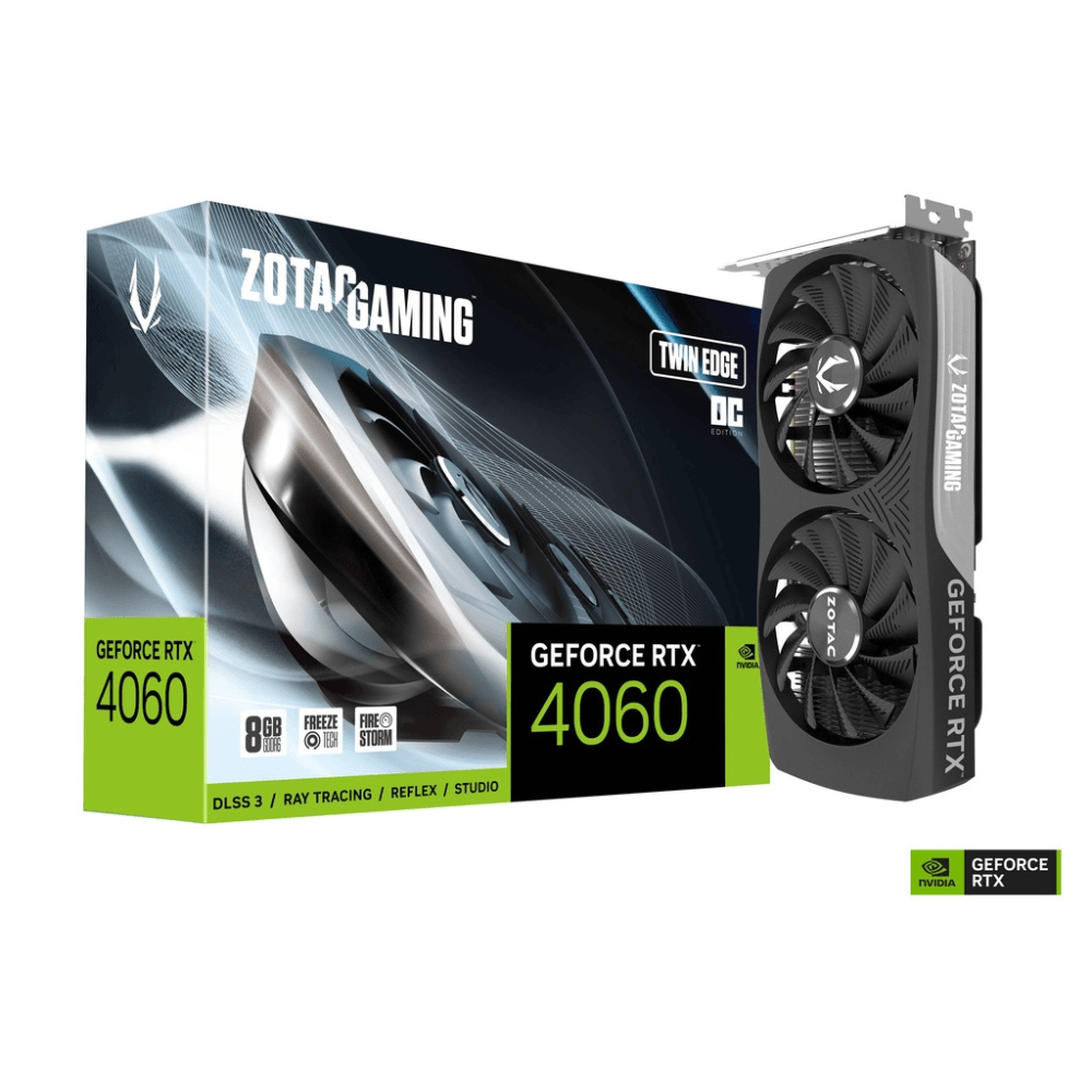 Placa de Vídeo ZOTAC GAMING GeForce RTX 4060 Twin Edge OC, 8GB, GDDR6, DLSS, Ray Tracing, ZT-D40600H-10M