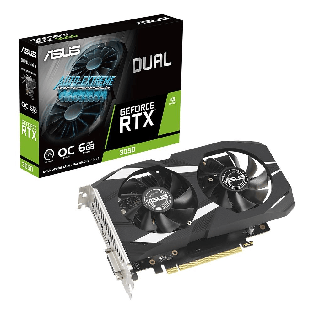 Placa de Vídeo ASUS Dual GeForce RTX 3050, 6GB, GDDR6, DLSS, Ray Tracing, 90YV0K61-M0NA00